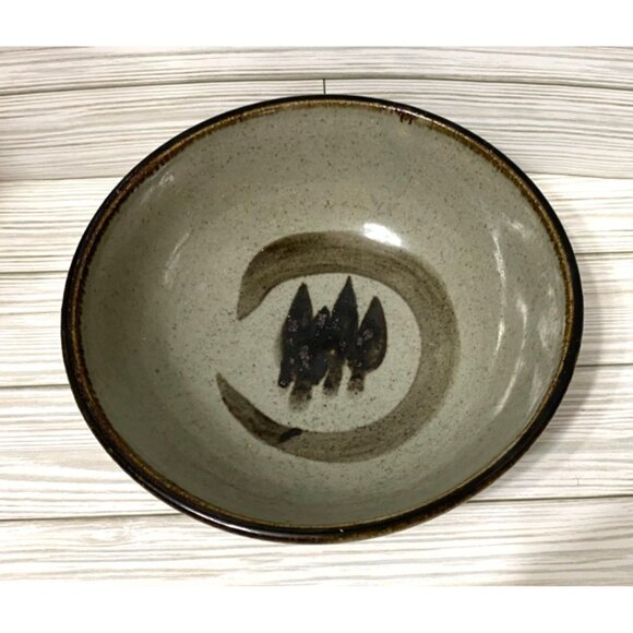 Handcrafted Artisan Pottery Bowl With Earthy Glaze & Abstract Design Light Gray - Picture 2 of 5